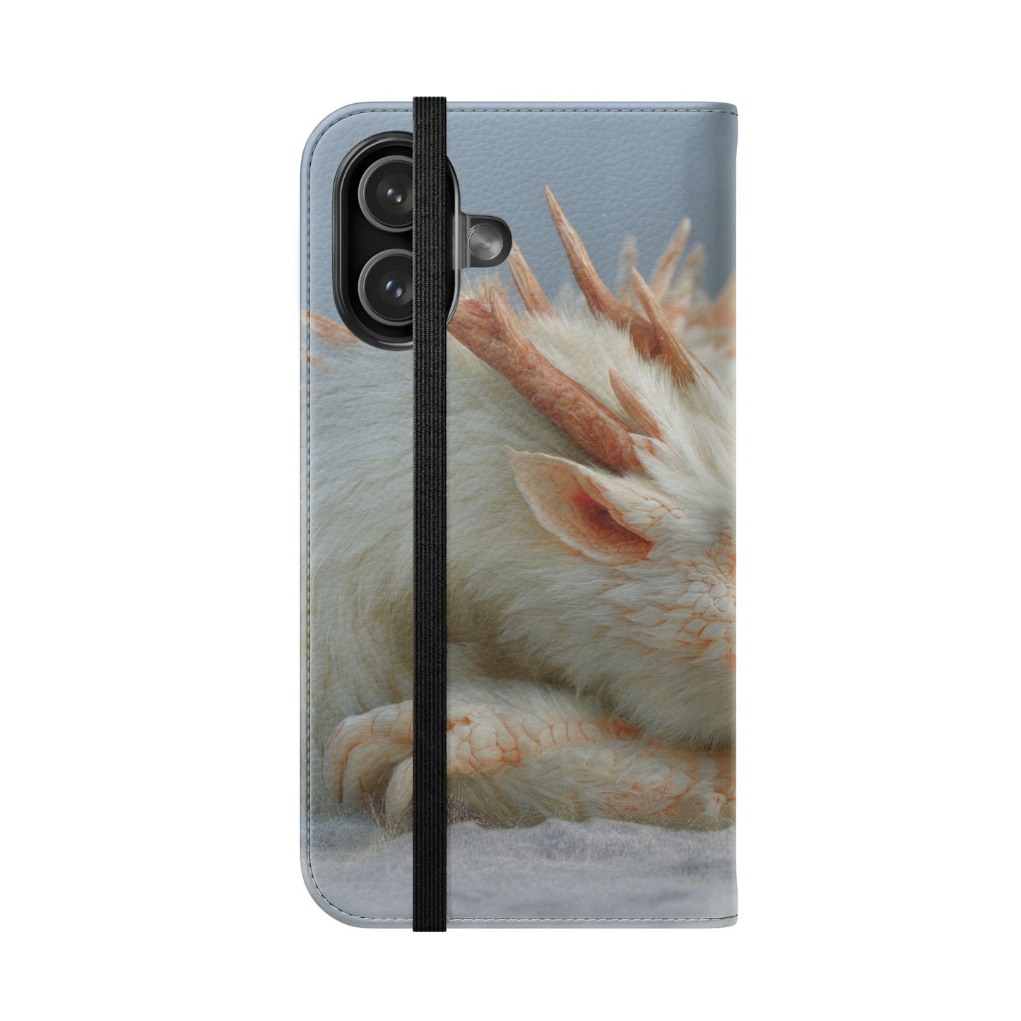 Sleeping Child and Dragon Flip Cases – Snowy Guardian Embrace