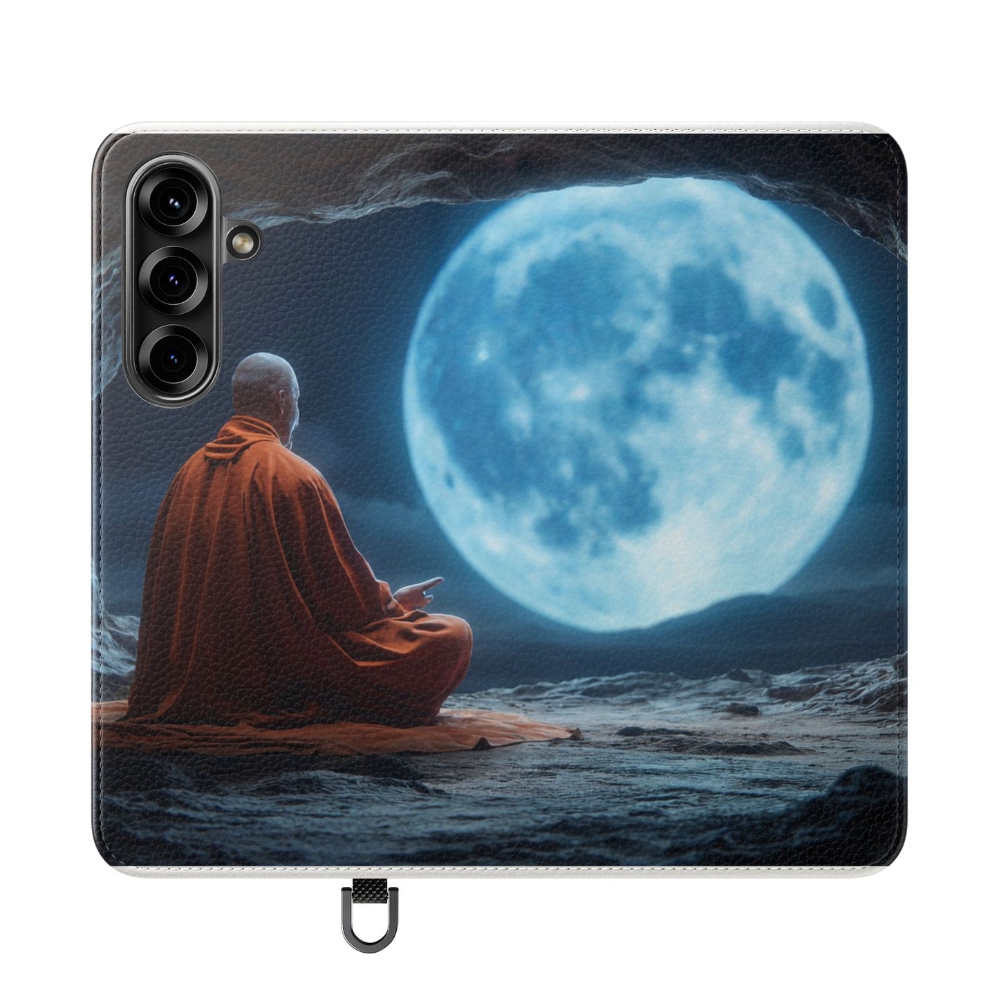 Lunar Meditation Flip Cases – Serene Monk Under Moonlight