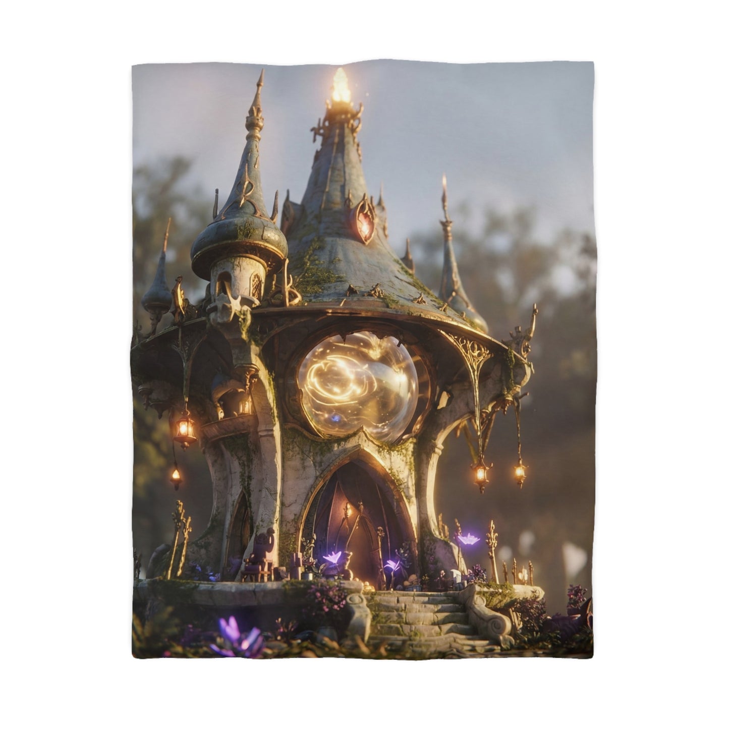 Whispering Observatory Duvet Cover – Twilight Magic in Stone