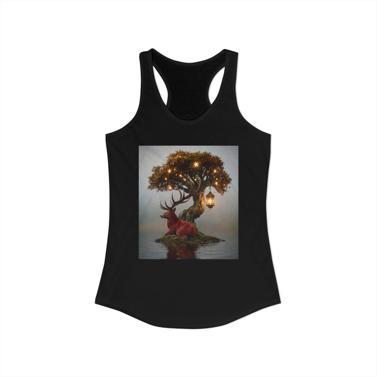 Starlit Stag Tree Tank – Misty Lake Guardian Racerback