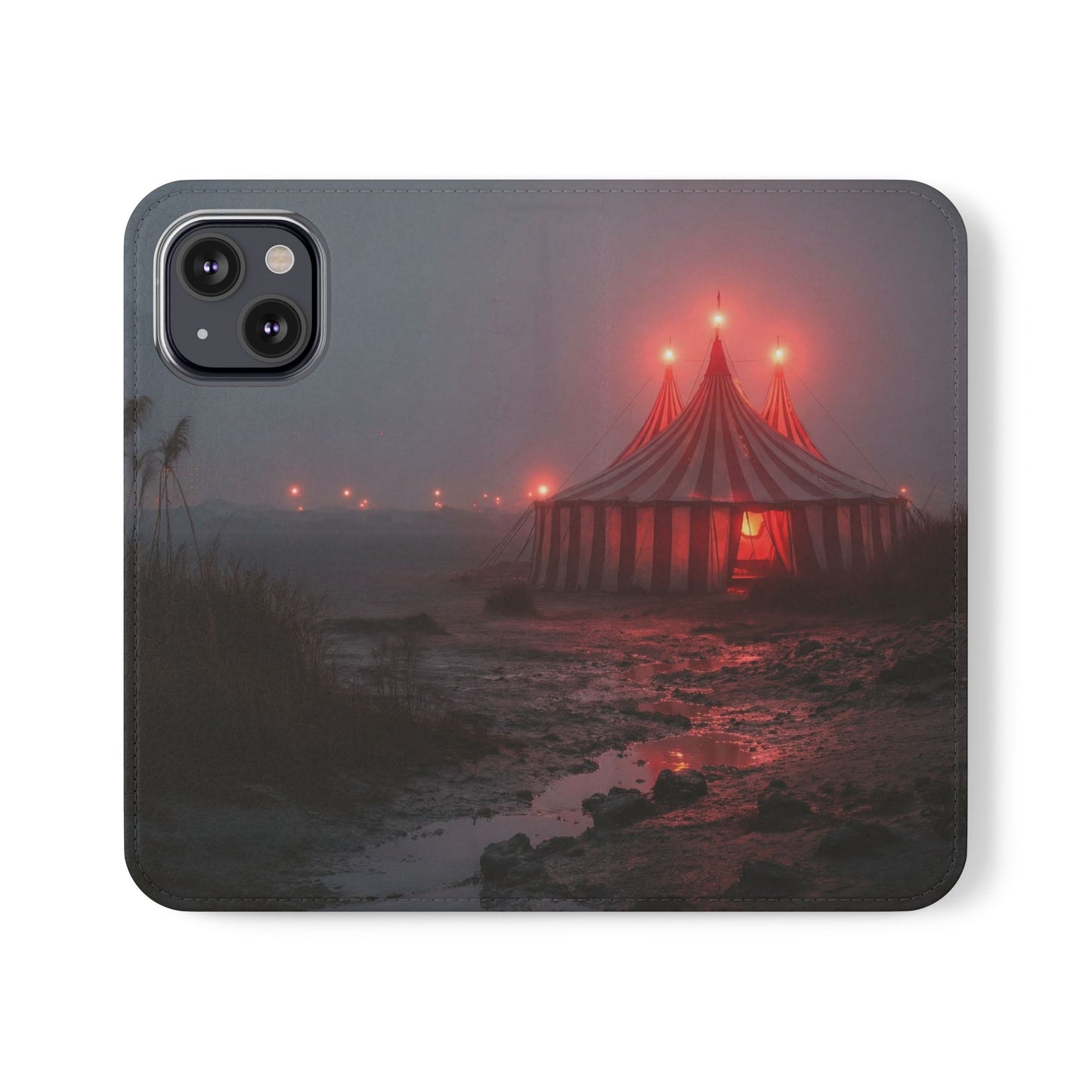 Crimson Circus Tent Flip Cases – Misty Coastside Lantern Scene
