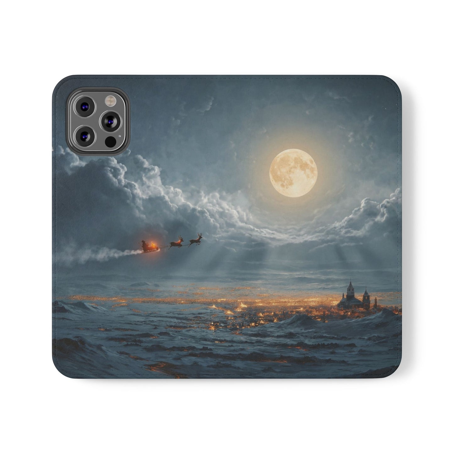 Moonlit Sleigh Flip Cases – Northern Lights Winter Journey