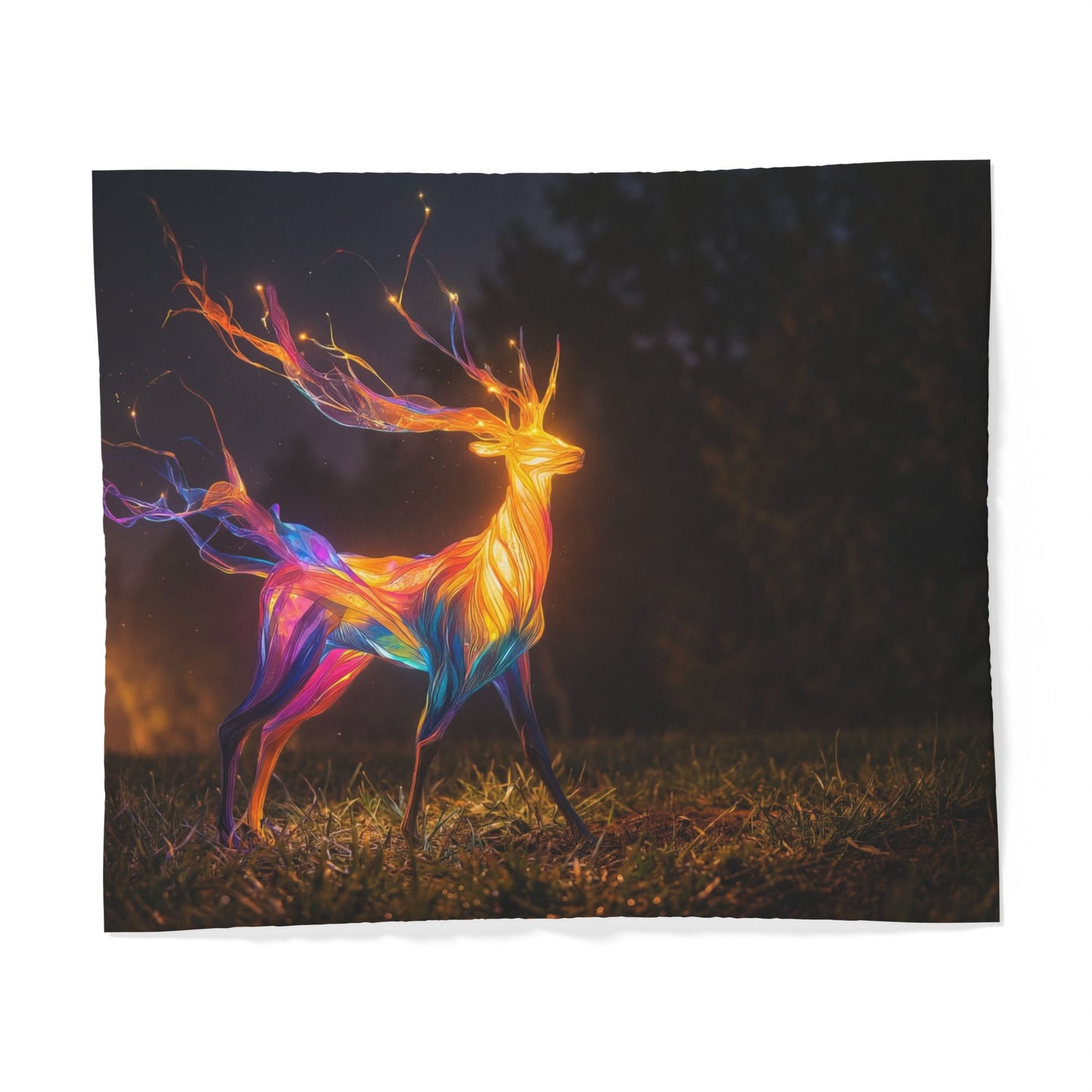 Prism Stag Cotton Duvet Cover – Luminous Forest Guardian