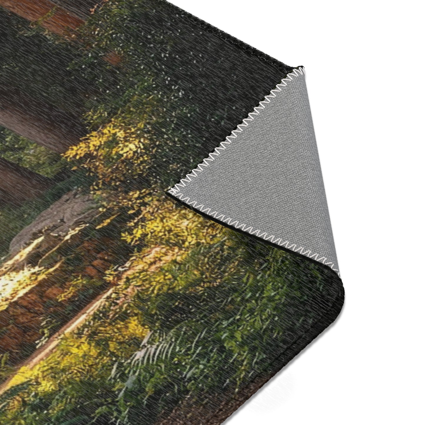 Ancient Wisdom Tree Area Rug – Sunbeam Sanctuary Through Mossy Roots