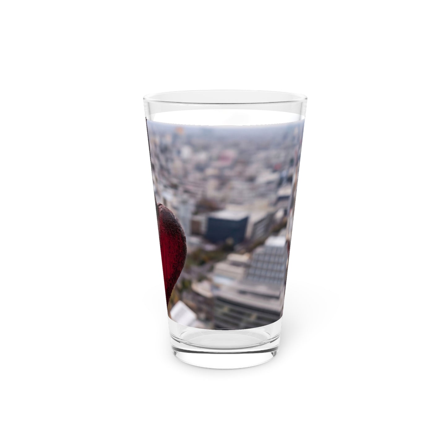 Heart of Steel Pint Glass, 16oz – Suspended in Urban Skyline