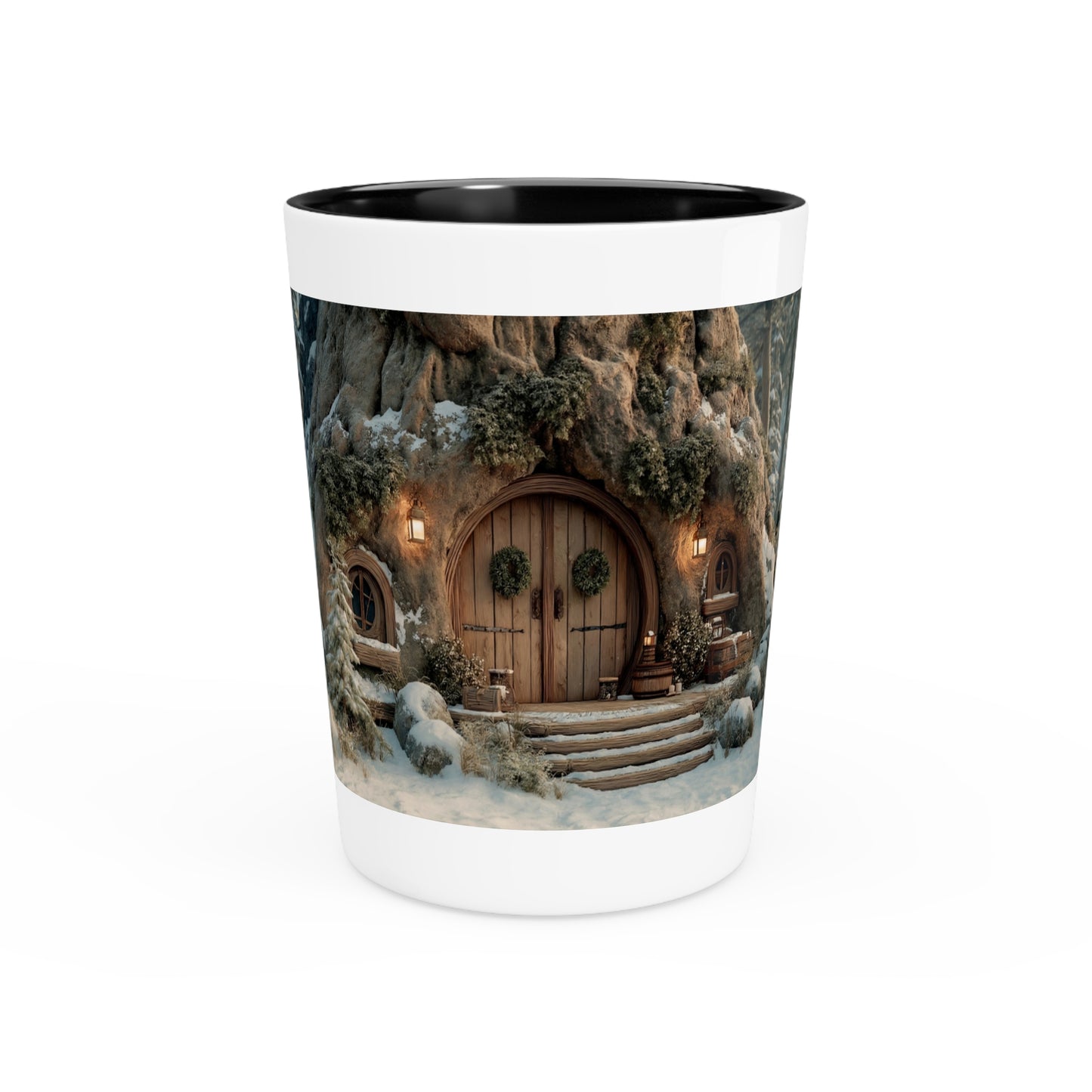 Winterwood Cottage Shot Glass – Hearthlight in the Snowy Glade