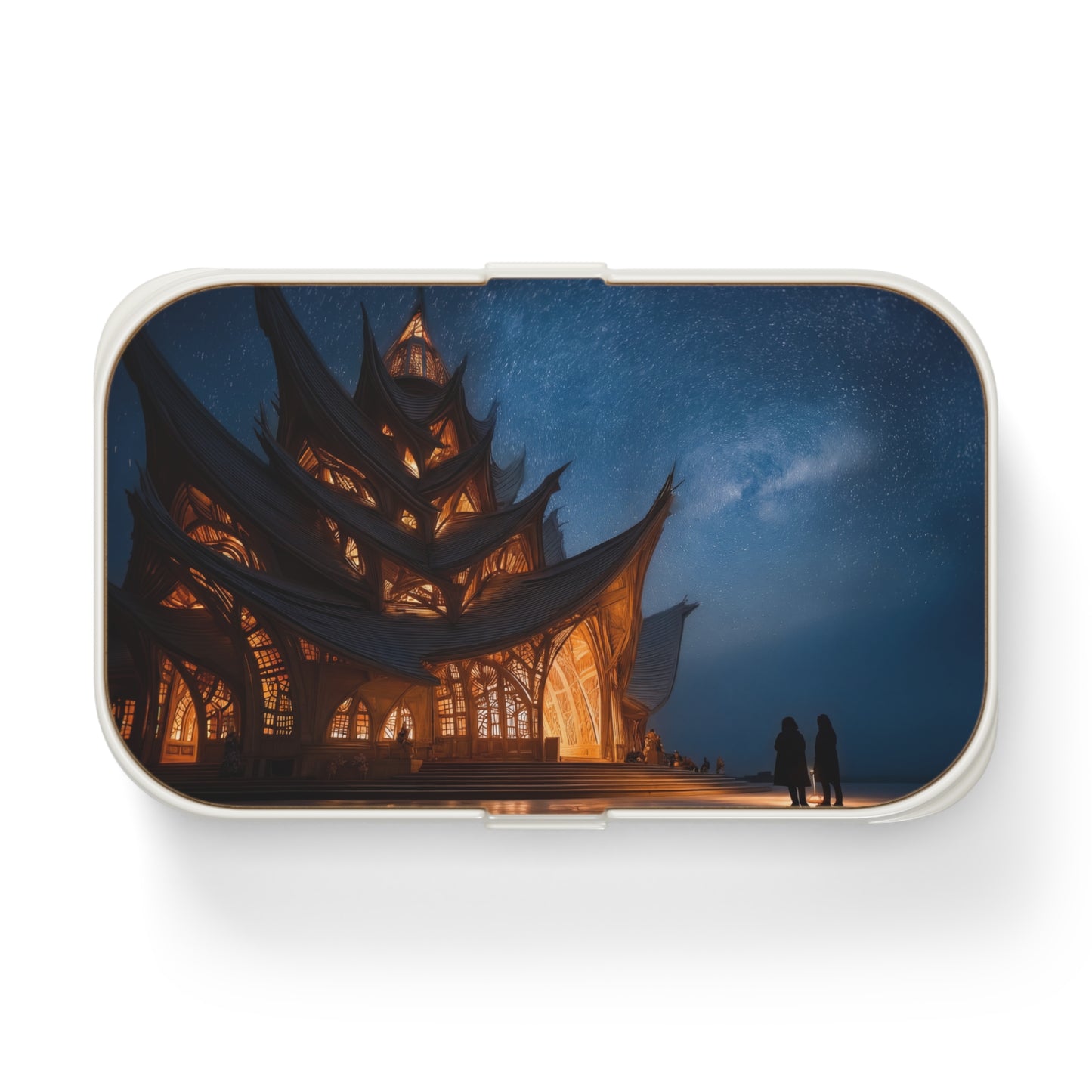 Starlit Temple Bento Lunch Box – Warm Glow Under the Milky Way