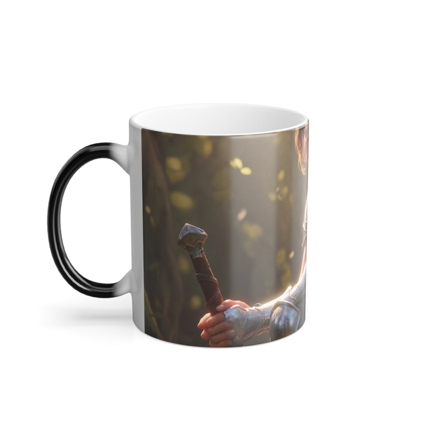 Elven Sentinel & Dragon Companion Color Morphing Mug, 11oz – Forest Guardian Rest Moment