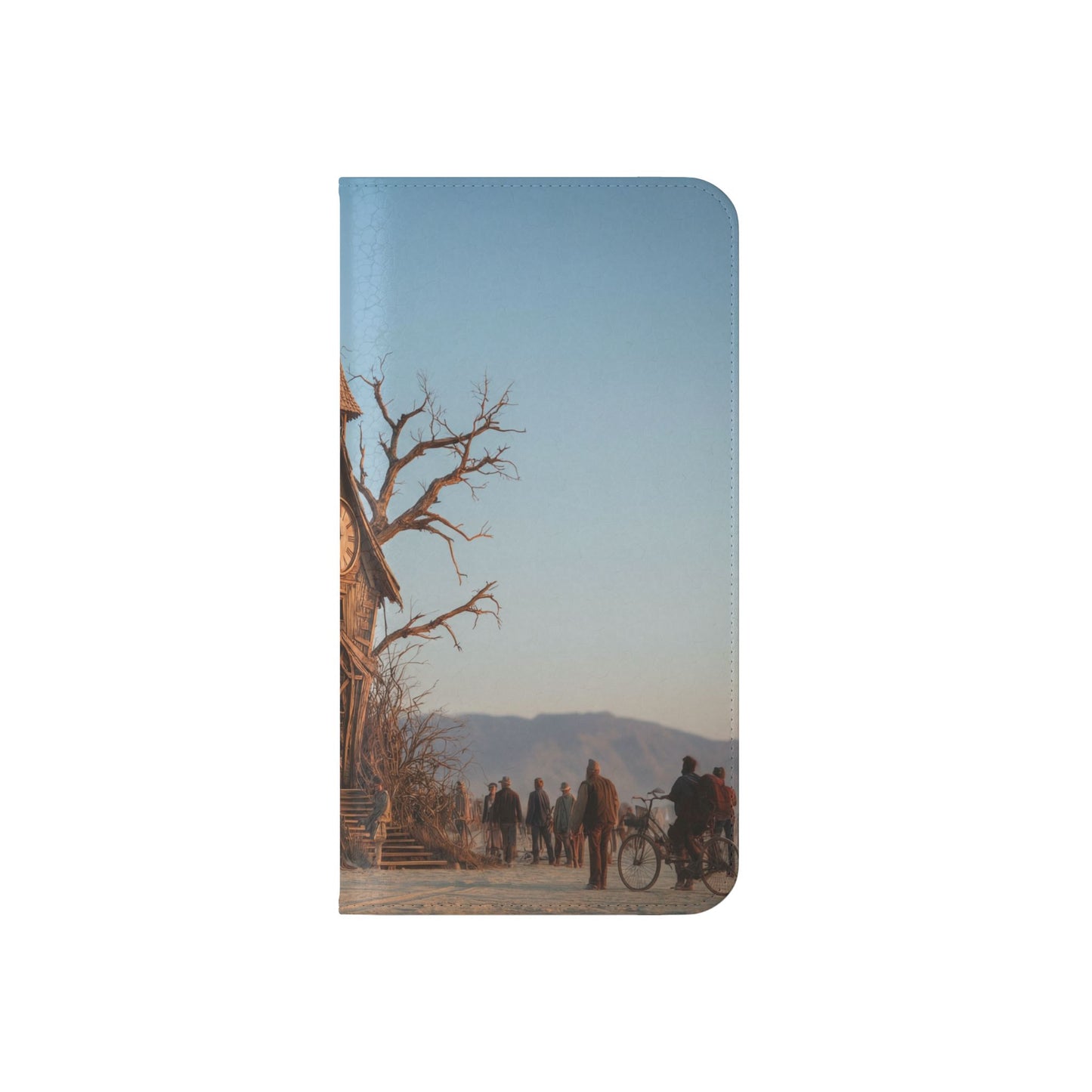 Clocktower Wanderers Flip Cases – Dusty Desert Sentinel Scene