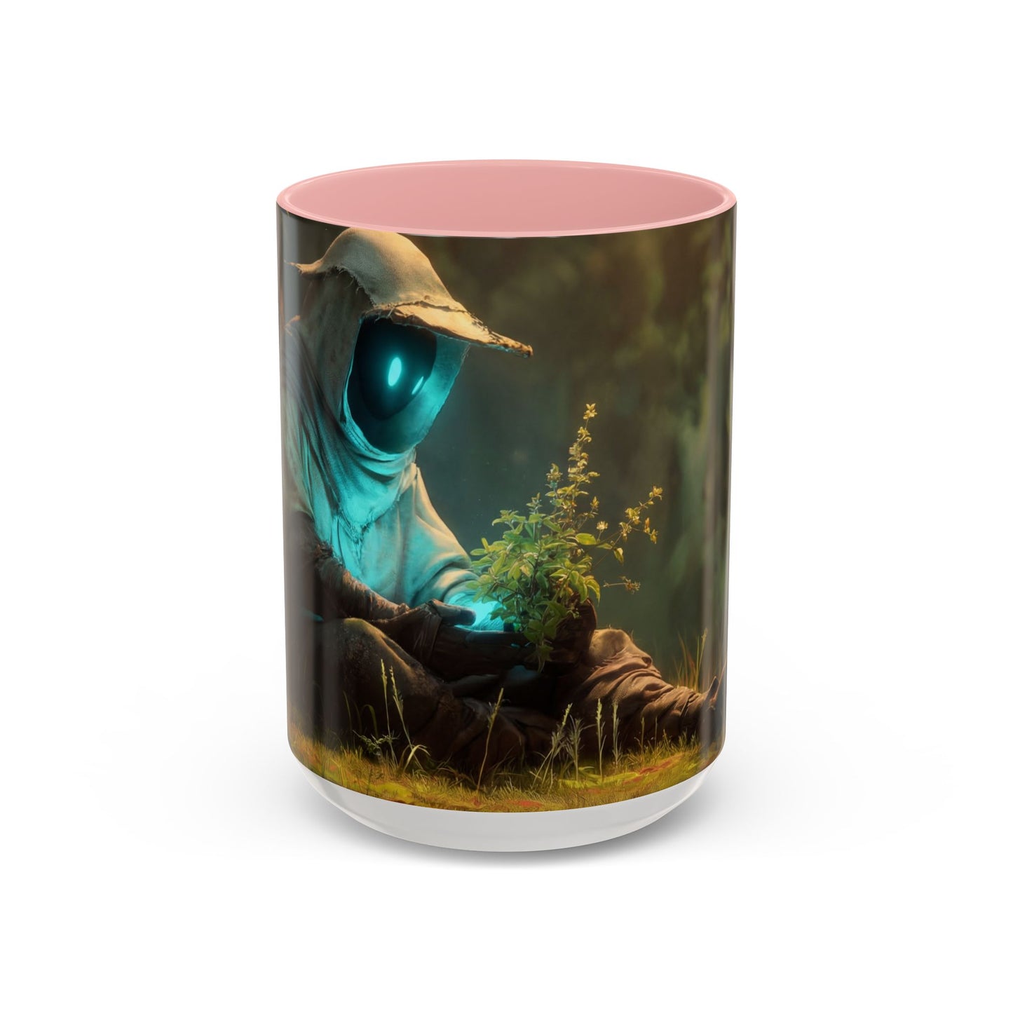 Forest Sentinel Accent Coffee Mug (11, 15oz) – Luminescent Guardian in Dappled Light