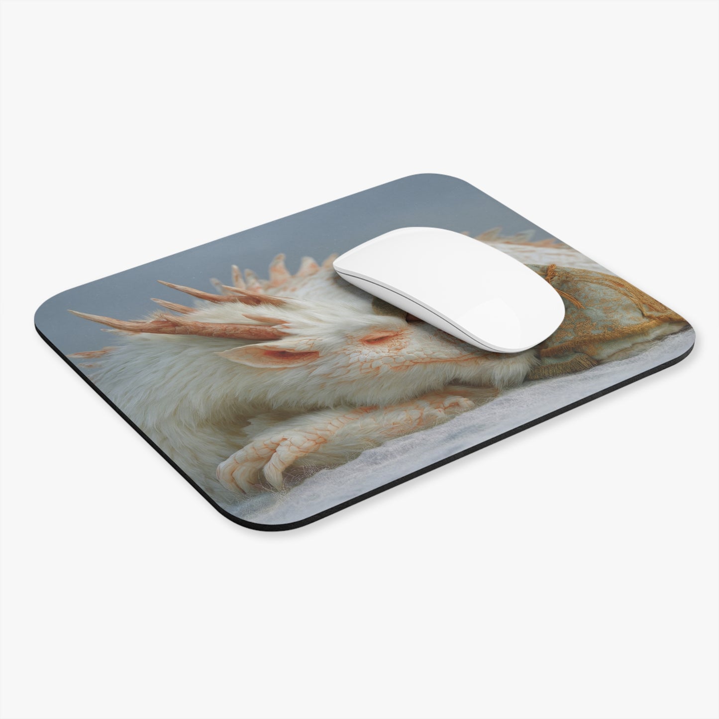 Child and Snow Dragon Mouse Pad – Whispers of Winter’s Gentle Guardian