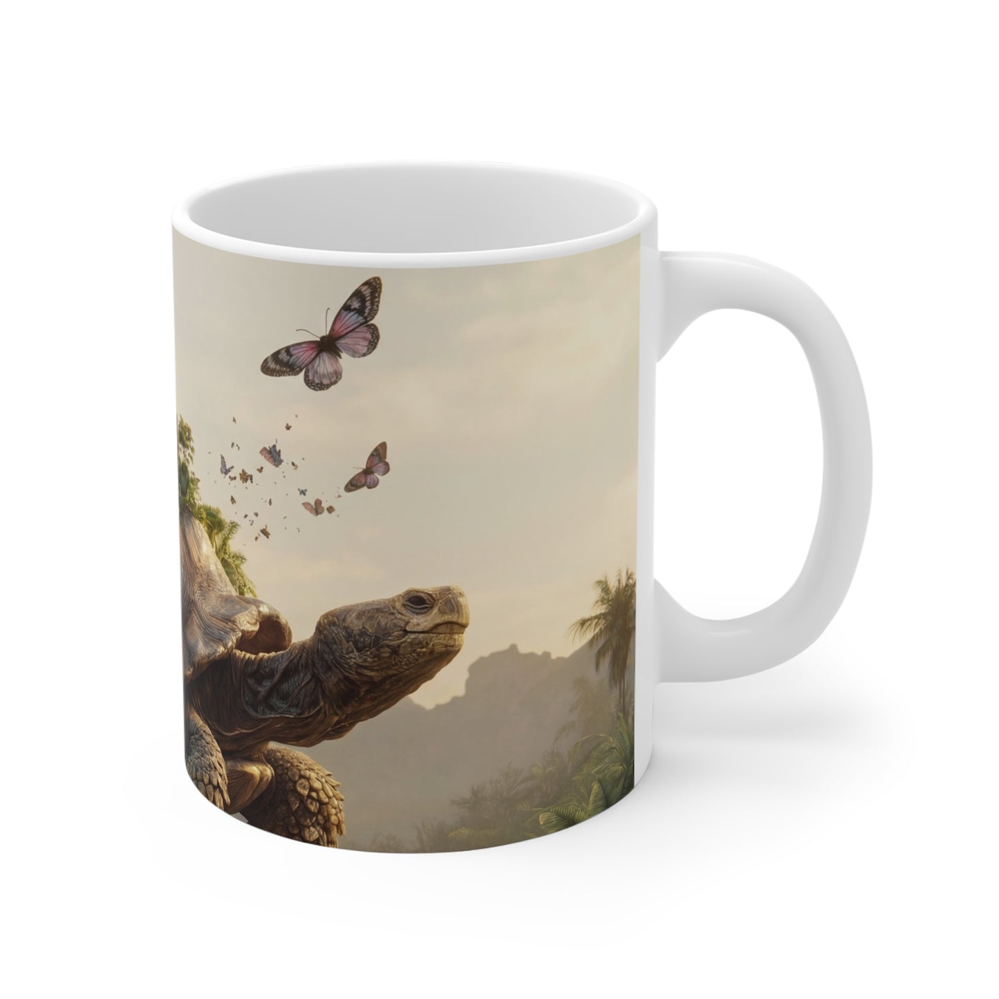 Turtle-Carried Castle Ceramic Mugs (11oz\15oz\20oz) – Verdant Sanctuary on Ancient Shell
