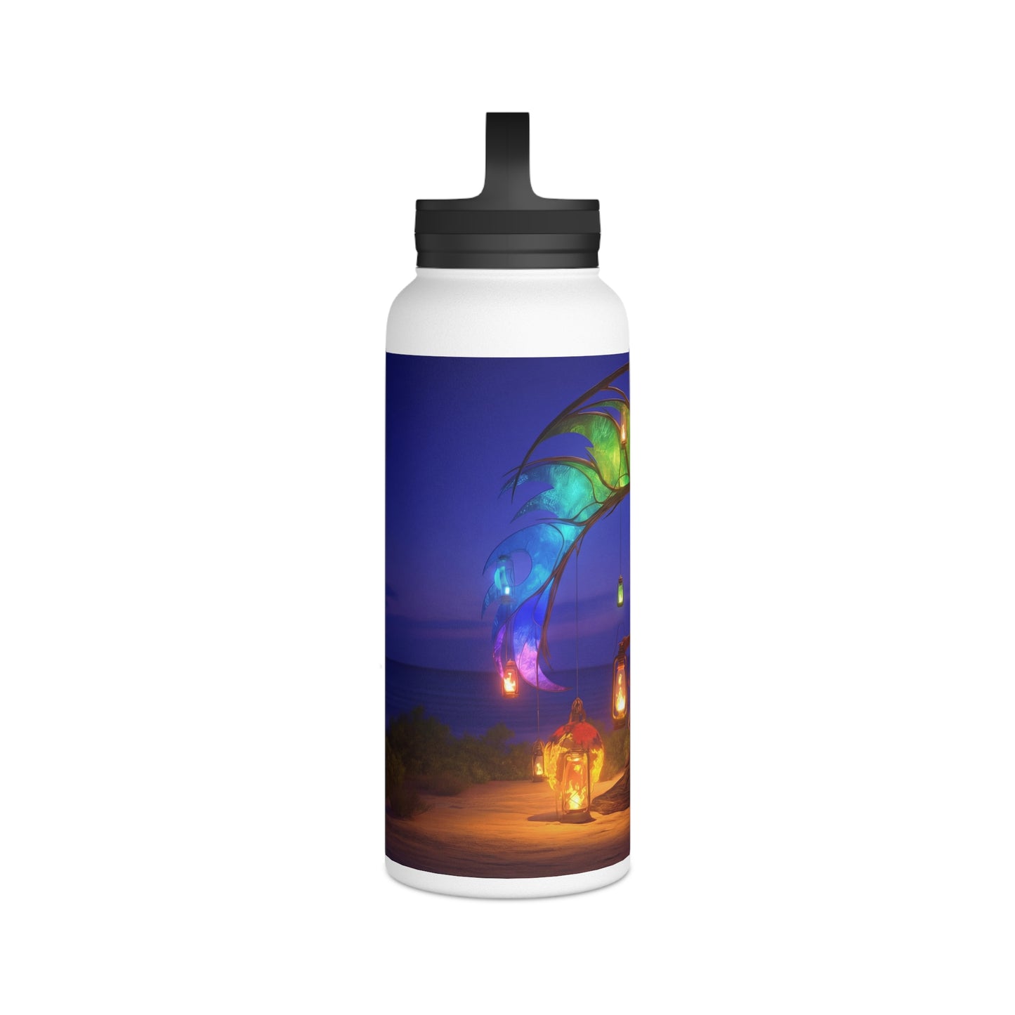 Luminous Phoenix Arch Water Bottle – Handle Lid – Twilight Sanctuary