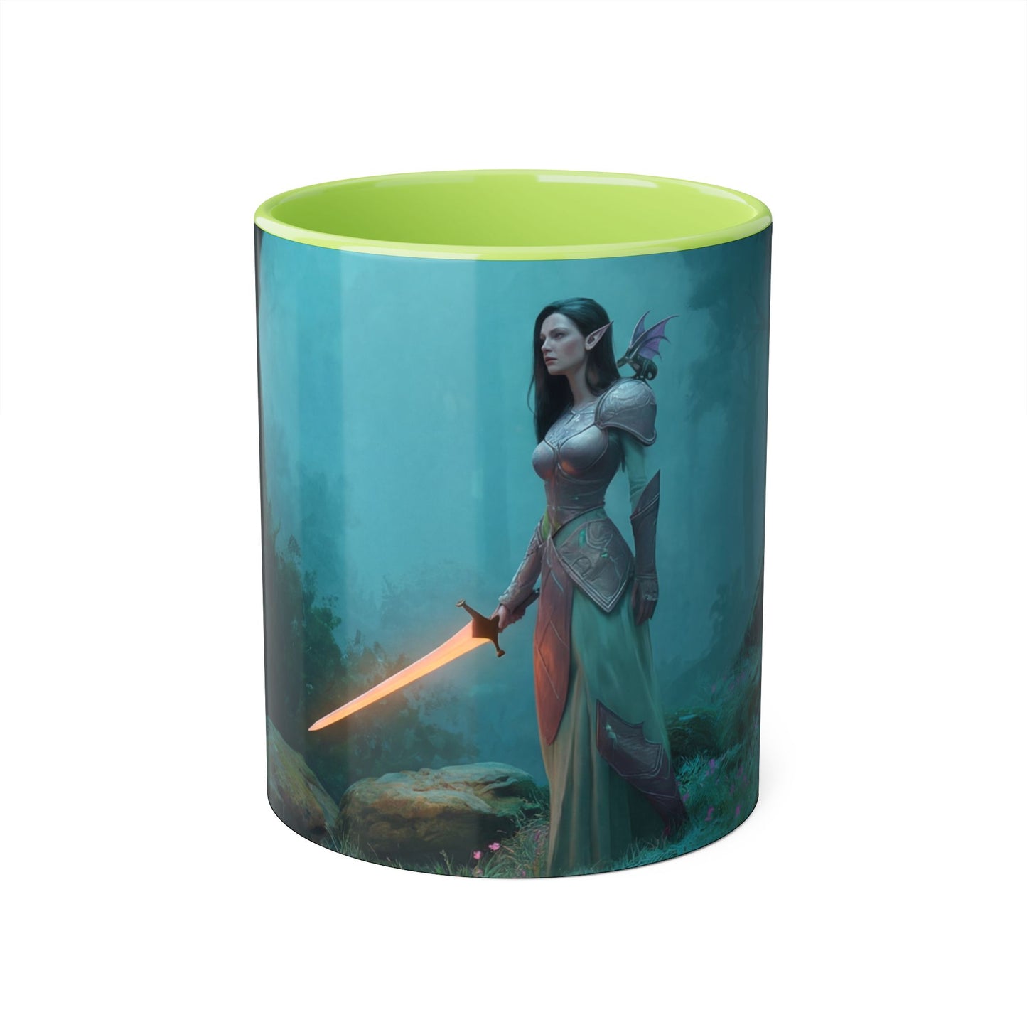 Forest Sentinel Accent Mugs, 11oz – Glowing Blade Guardian