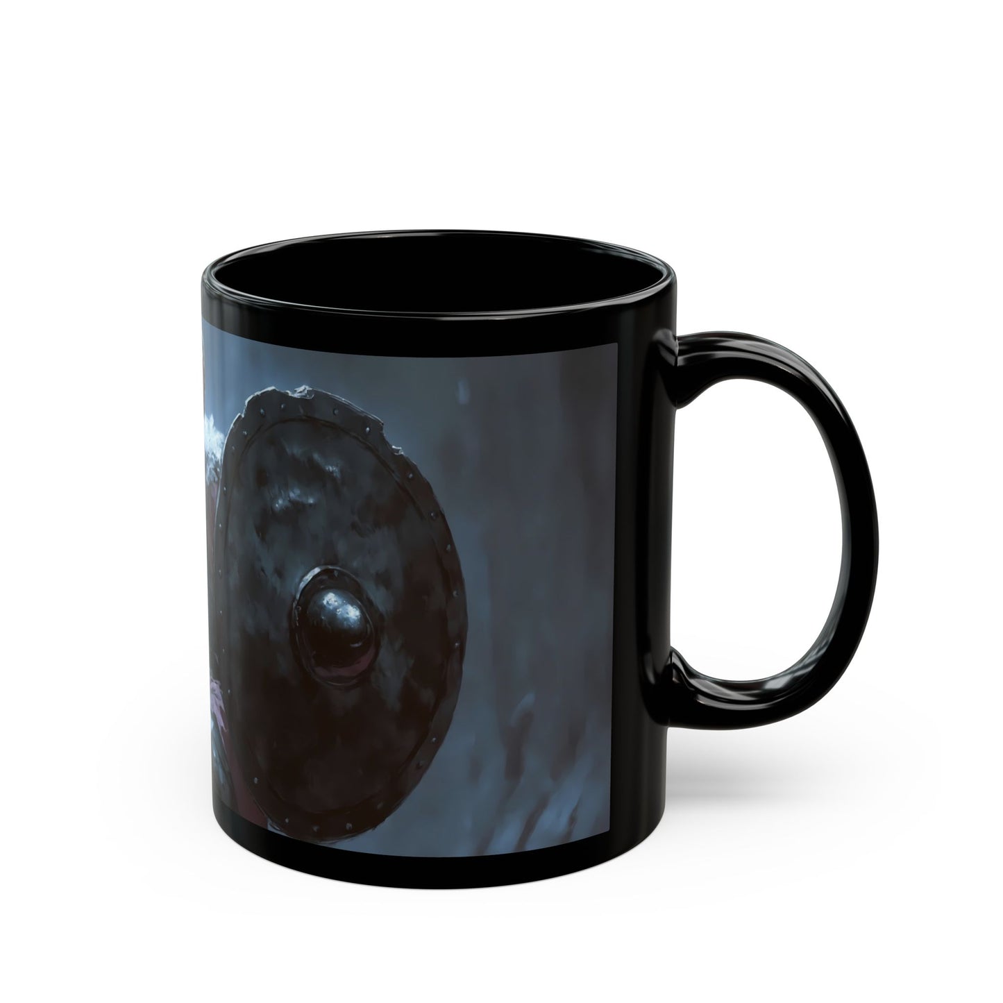 Tiny Warrior with Lightning Axe Black Mug – Cry of the Frostbound Champion