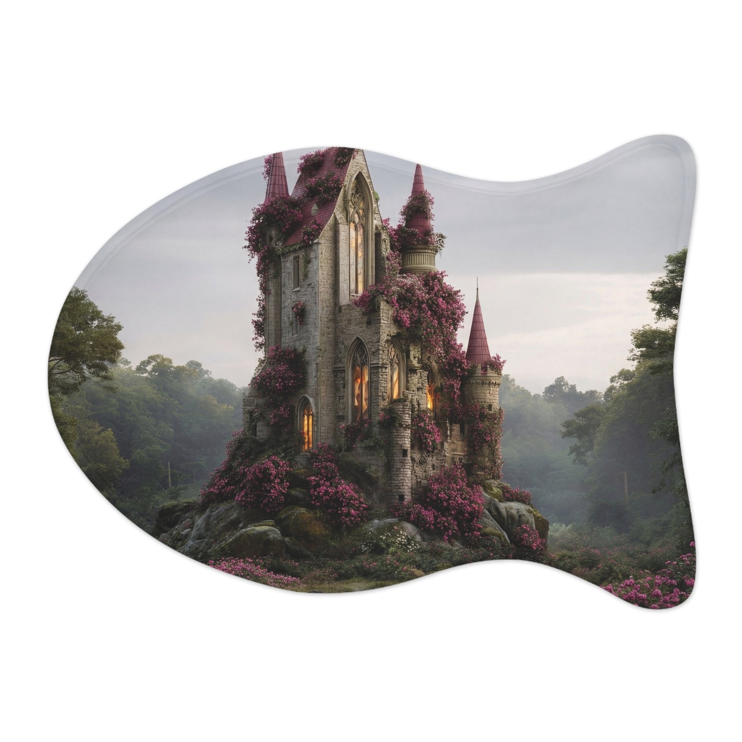Rose-Clad Castle Pet Feeding Mats – Twilight Bloom Sanctuary