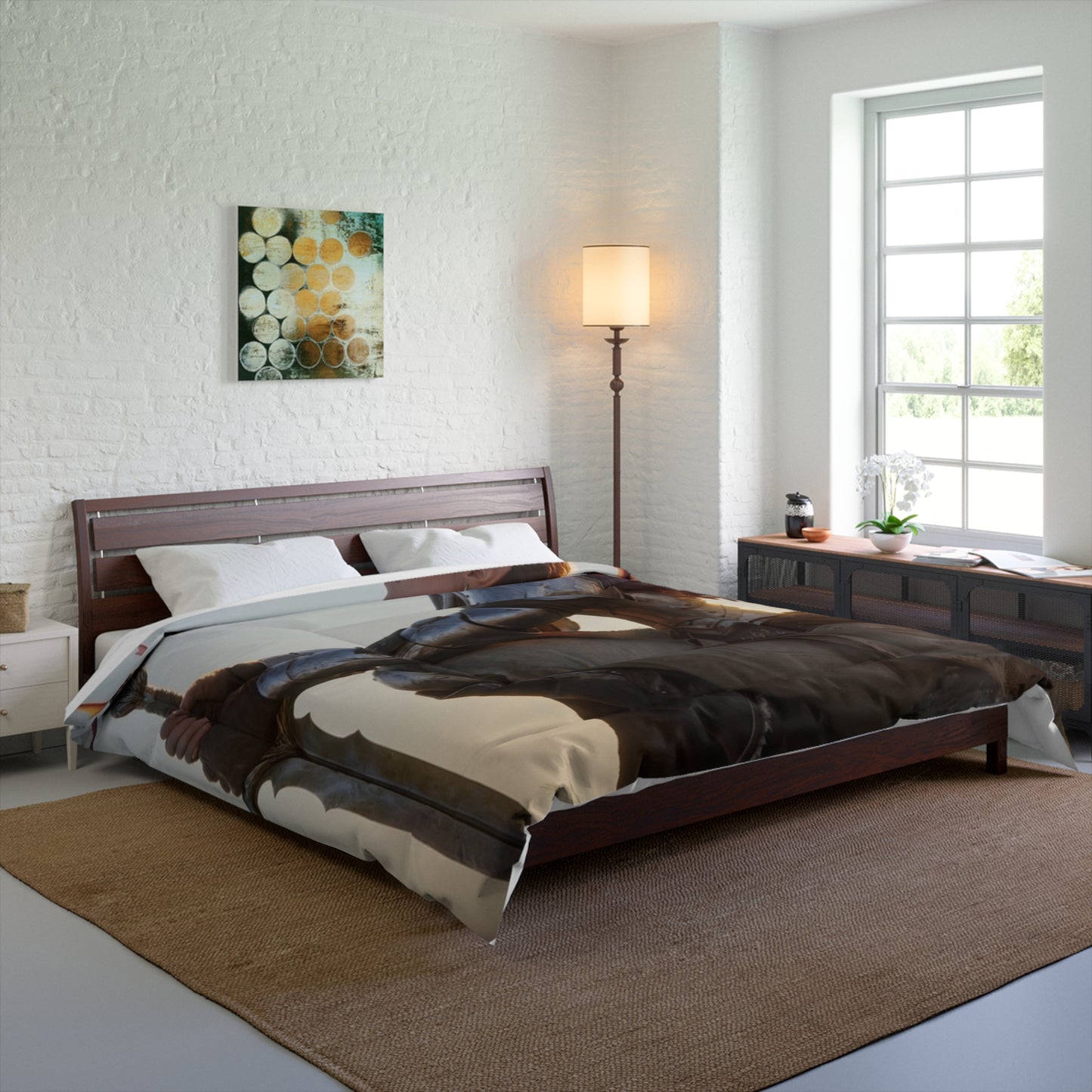 Dragonborne Sentinel Comforter – Sunset Peak Guardian Dreamscape