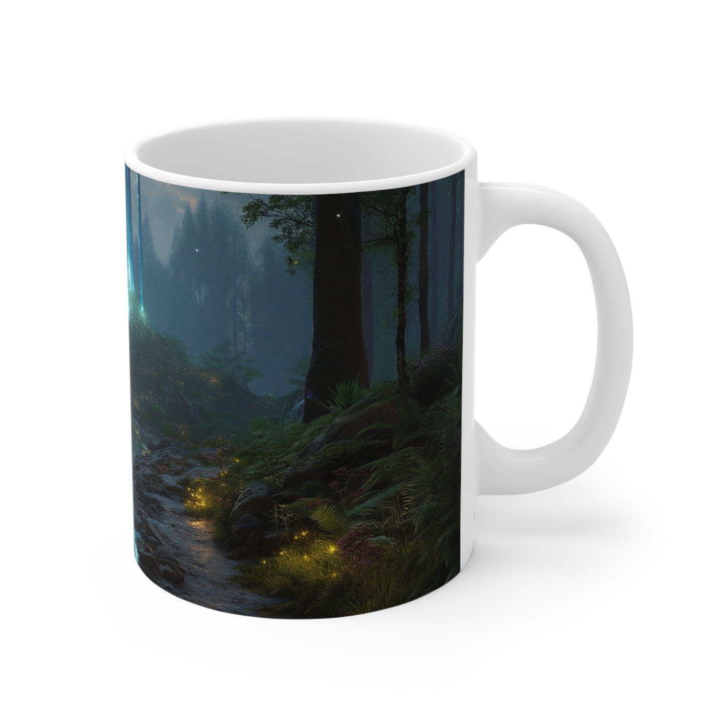 Celestial Forest Stream Ceramic Mugs (11oz\15oz\20oz) – Whispering Light in the Mist