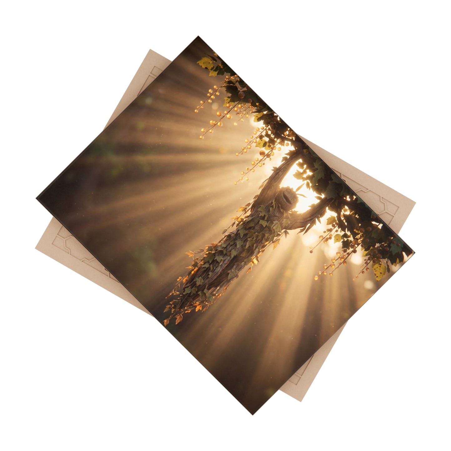 Sunbeam Tree Spirit Ceramic Photo Tile – Golden Hour Guardian