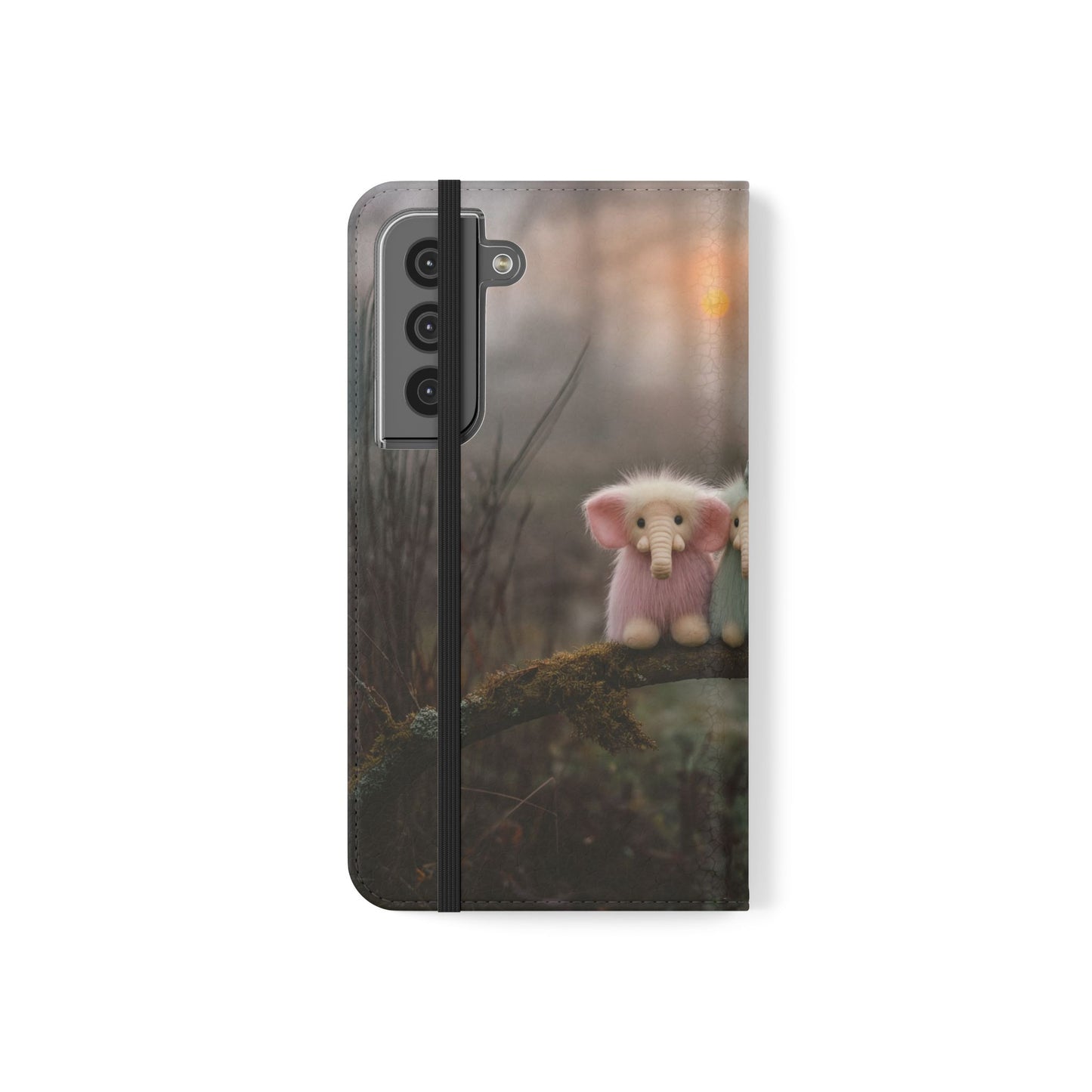 Mossy Branch Elephants Flip Cases – Pastel Fluff Guardians