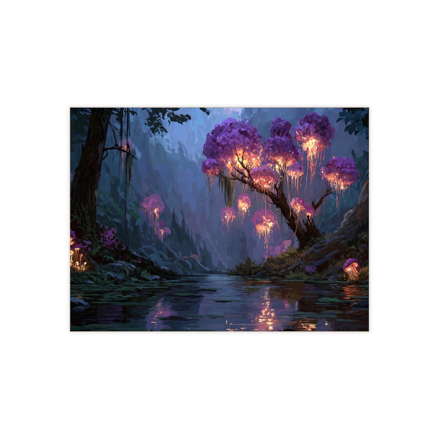 Bioluminescent Grove Ceramic Photo Tile – Whispering Forest at Dusk