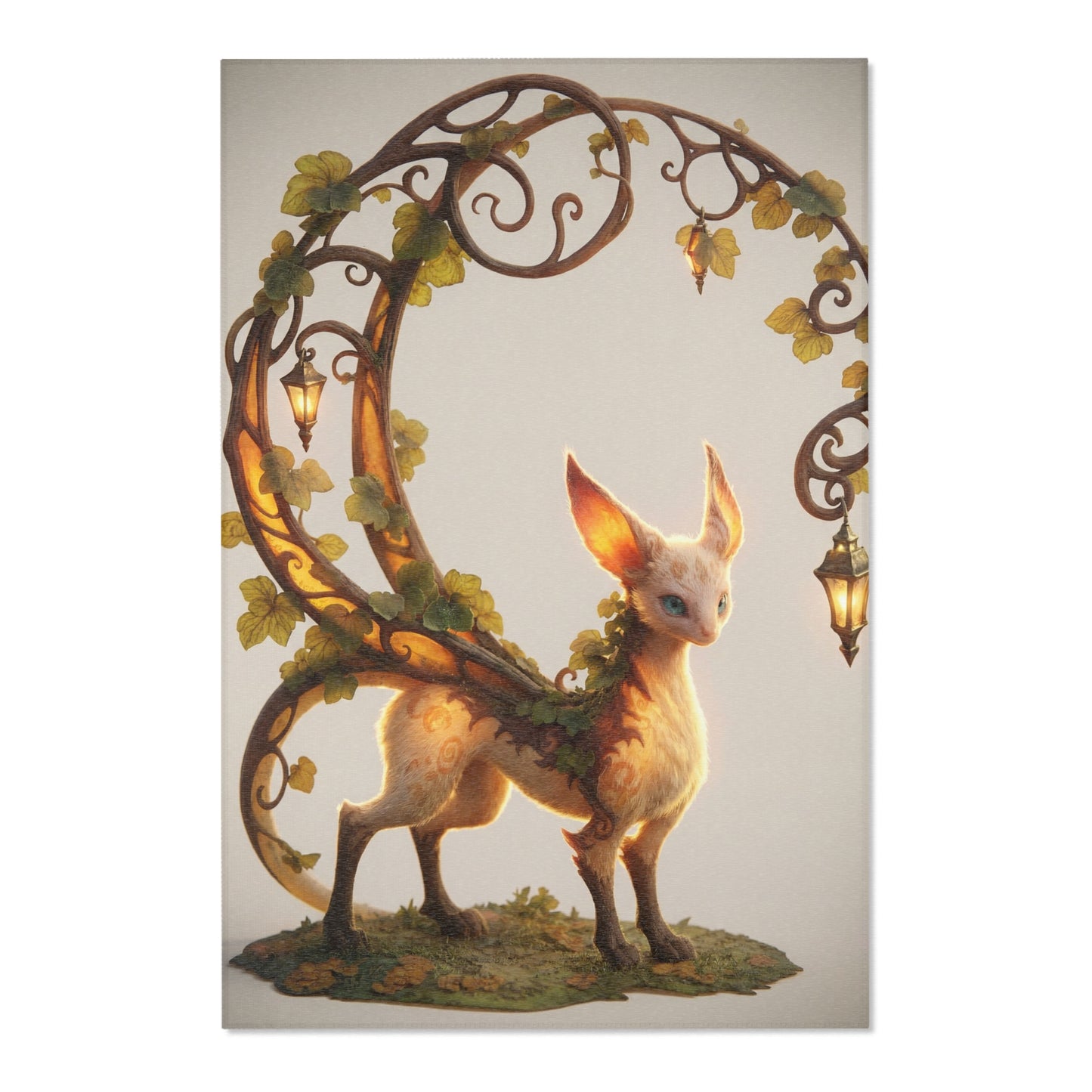 Whimsical Lantern Arch Rug – Golden Twilight Guardian
