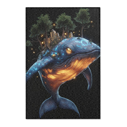 Whalesong Sanctuary Area Rug – Bioluminescent City on a Whale’s Back