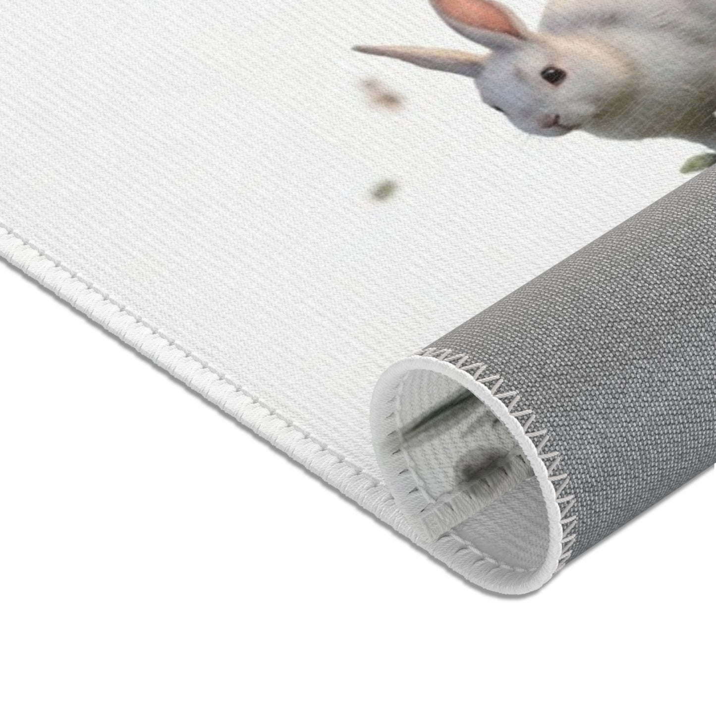 Forest Sentinel Area Rug – Glowing Antlered Child Amid Mushrooms and Rabbits
