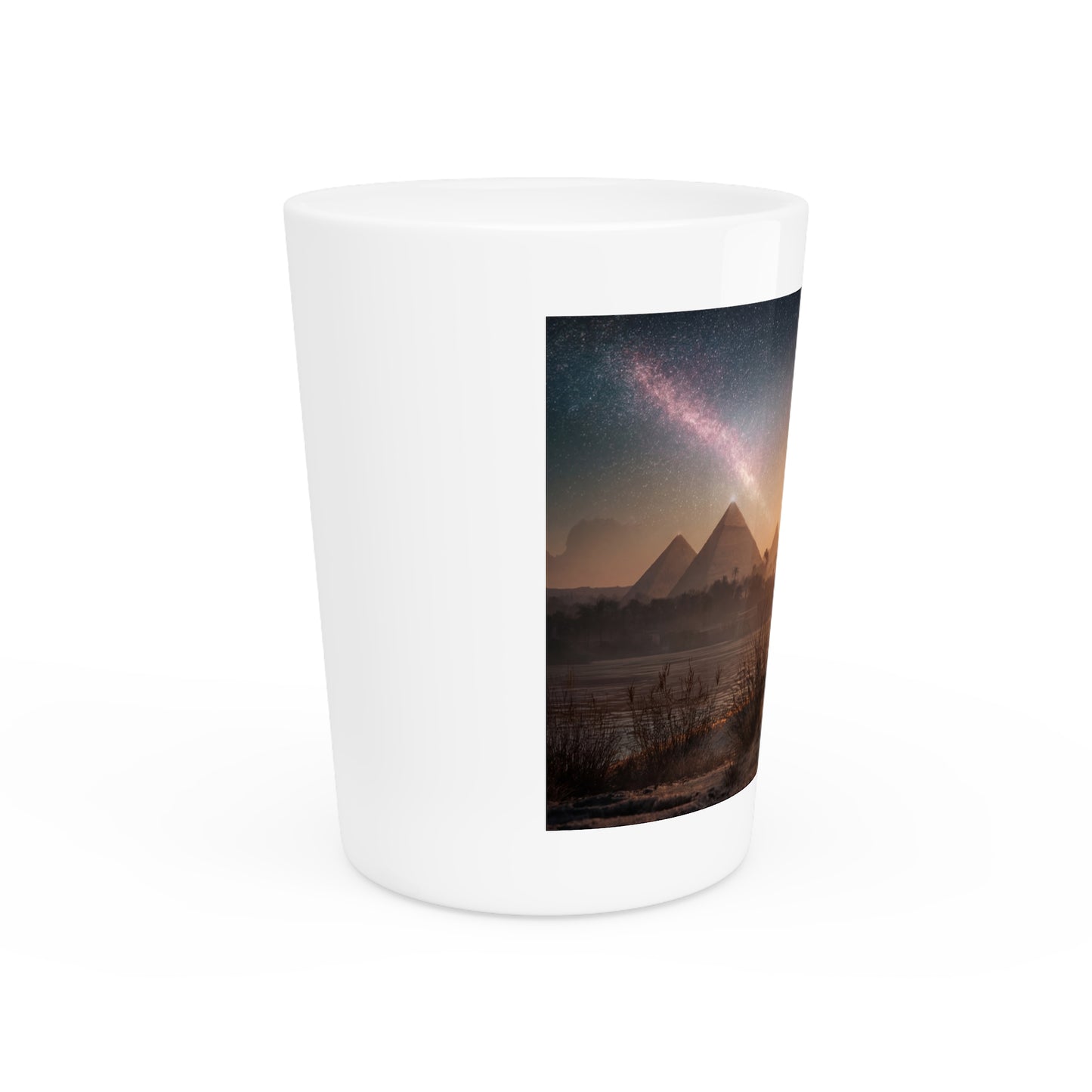 Twin Cats and Pyramids Shot Glass – Stargazing Nile Silhouette