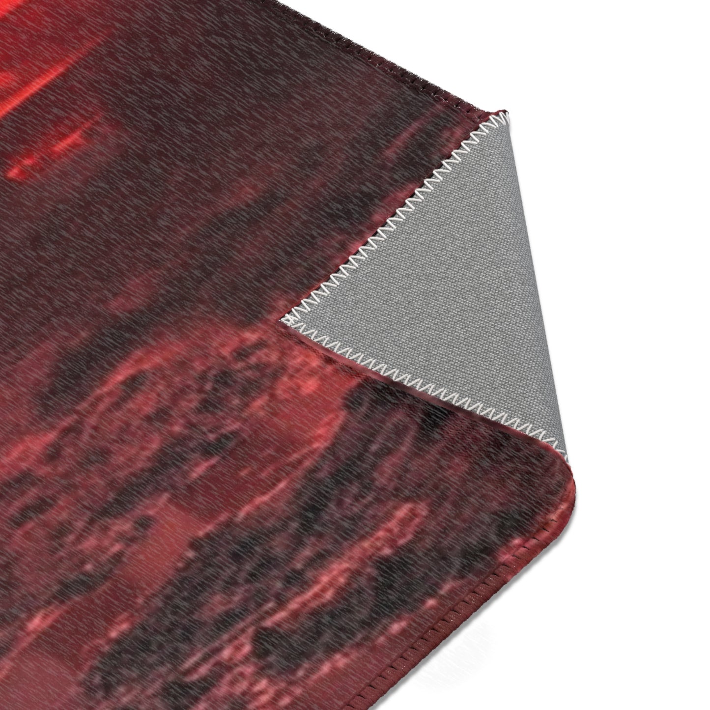 Crimson Circus Tent Area Rug – Fogbound Wonder on the Shore
