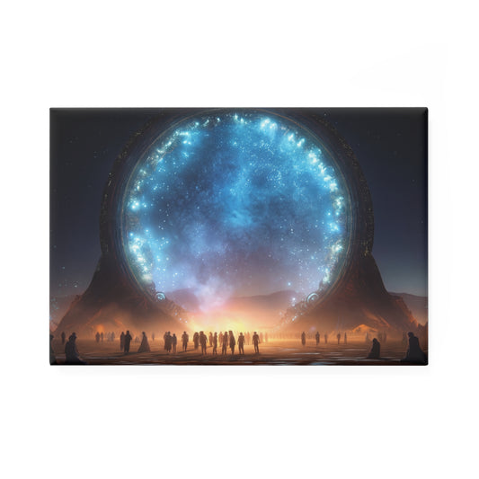 Cosmic Portal Button Magnet, Rectangle (1 & 10 pcs) – Celestial Gateway Under Starlit Skies