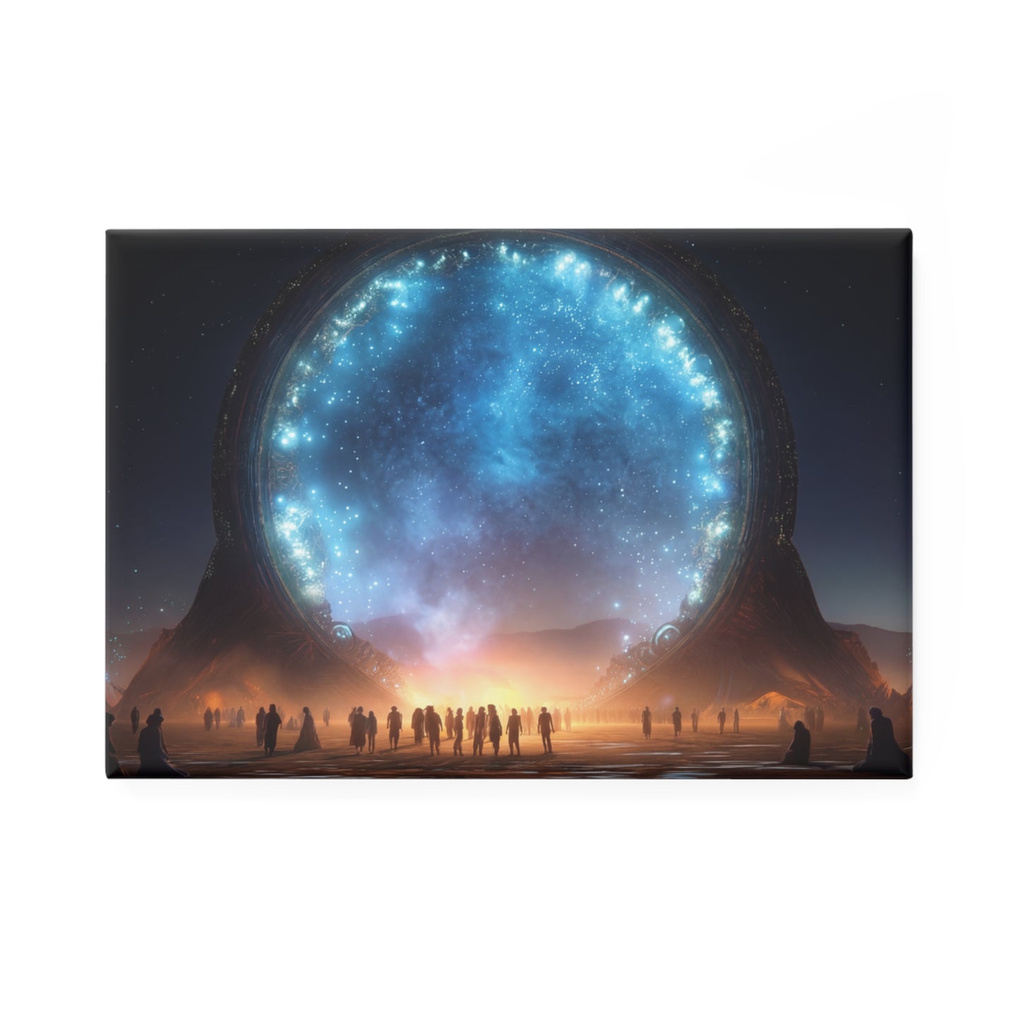 Cosmic Portal Button Magnet, Rectangle (1 & 10 pcs) – Celestial Gateway Under Starlit Skies