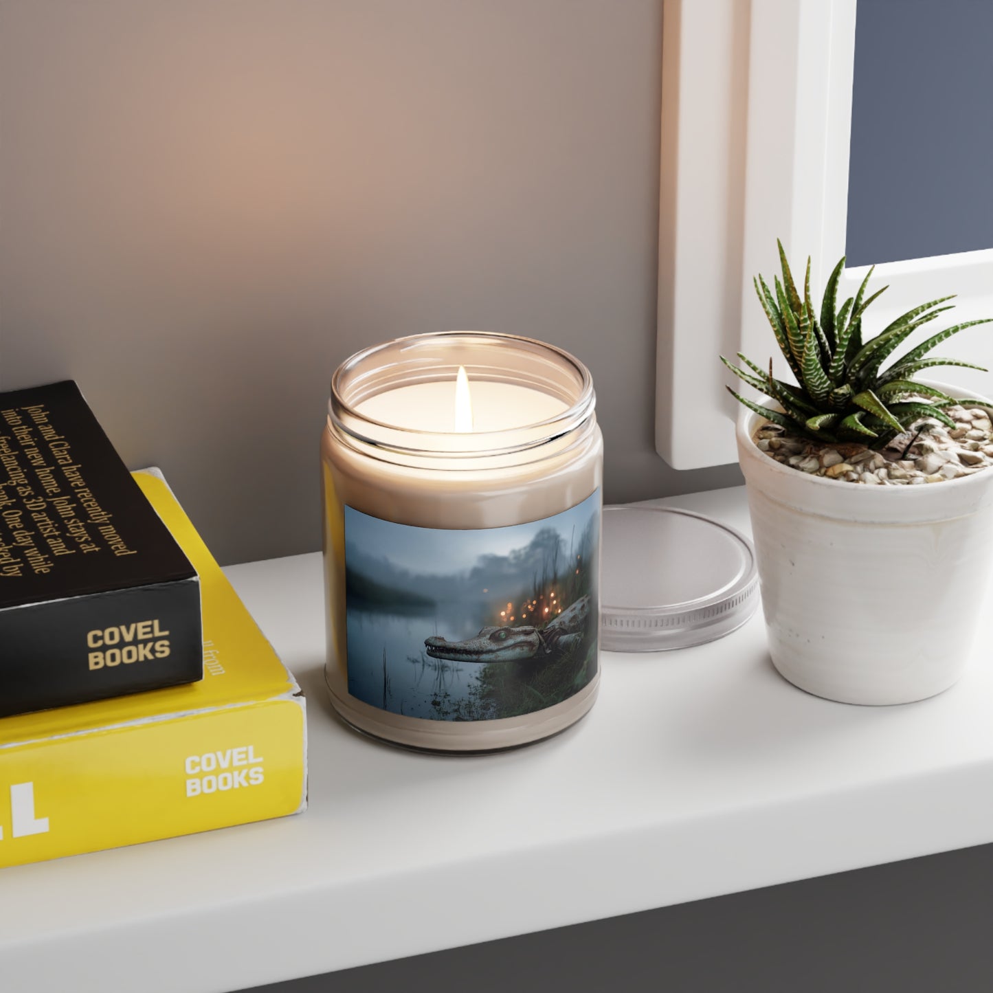 Misty Swamp Crocodile Scented Soy Candles with White Lid, 9oz – Emerald Eye Watcher