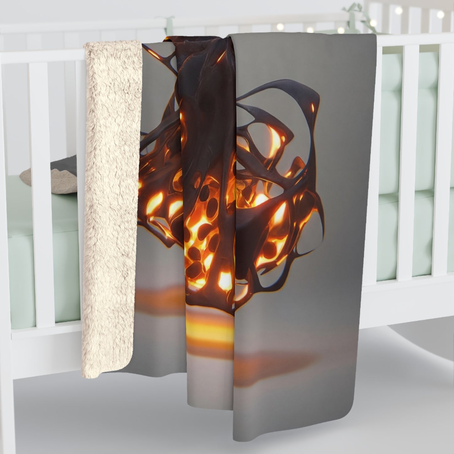 Luminescent Veil Sherpa Fleece Blanket – Ethereal Glow in Midnight Velvet