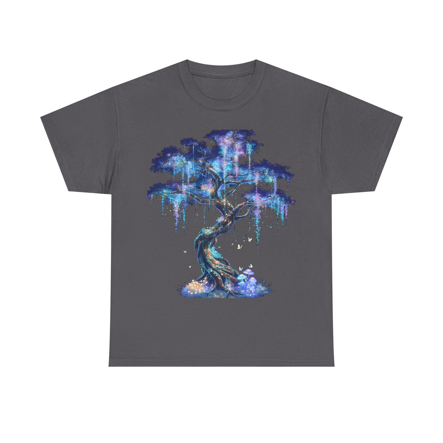 Mystic Glow Tree Unisex Heavy Cotton Tee – Bioluminescent Forest Guardian