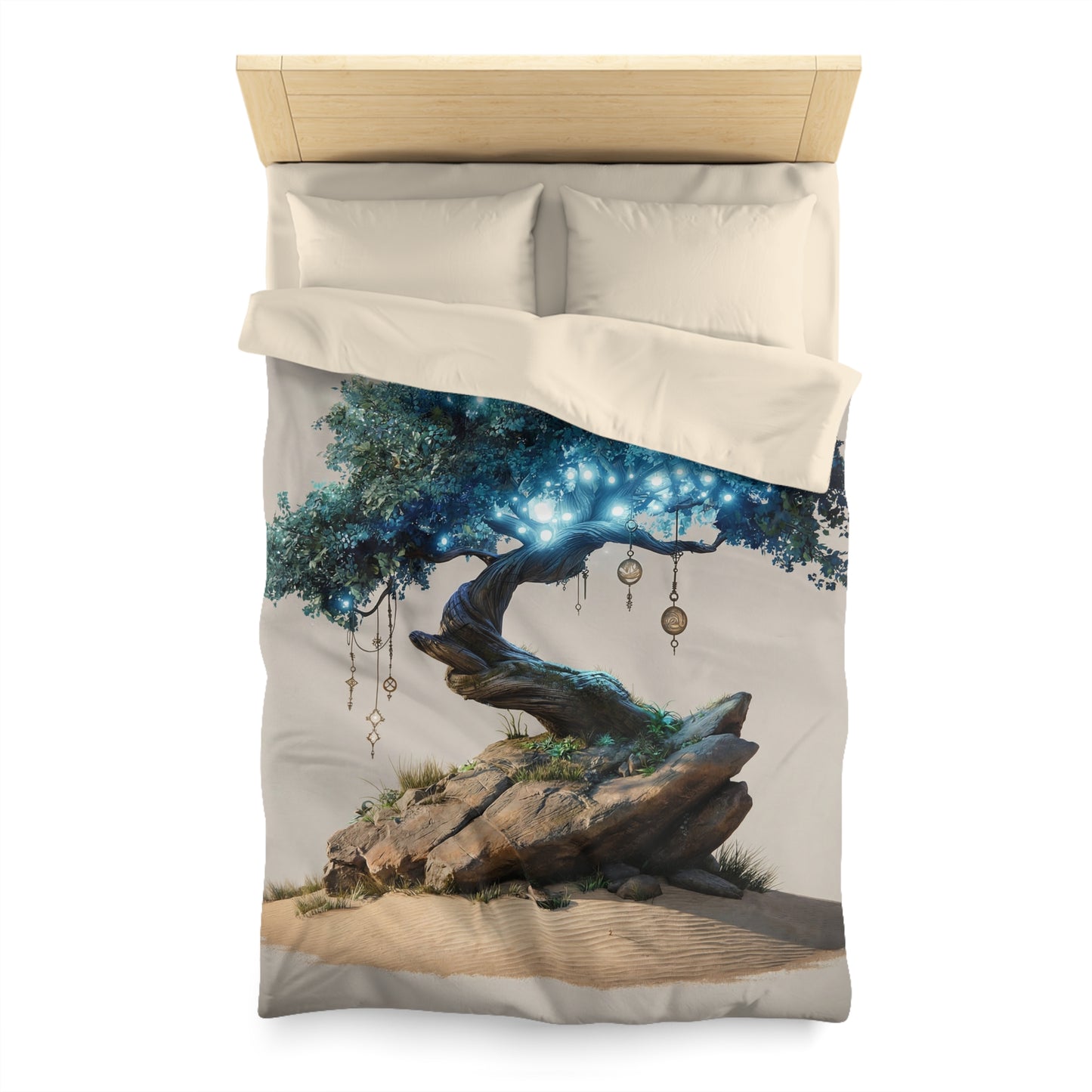 Luminescent Dream Tree Microfiber Duvet Cover – Night-Blooming Wisdom
