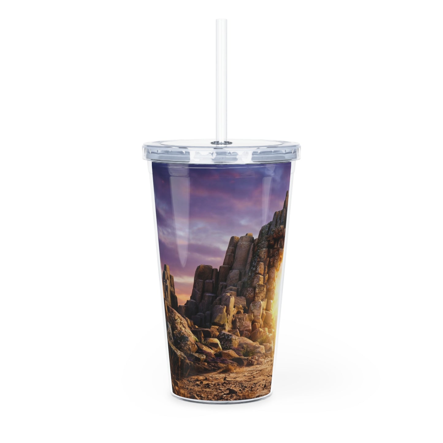 Stone Archway Portal Tumbler with Straw – Sunset Gateway to Warmth