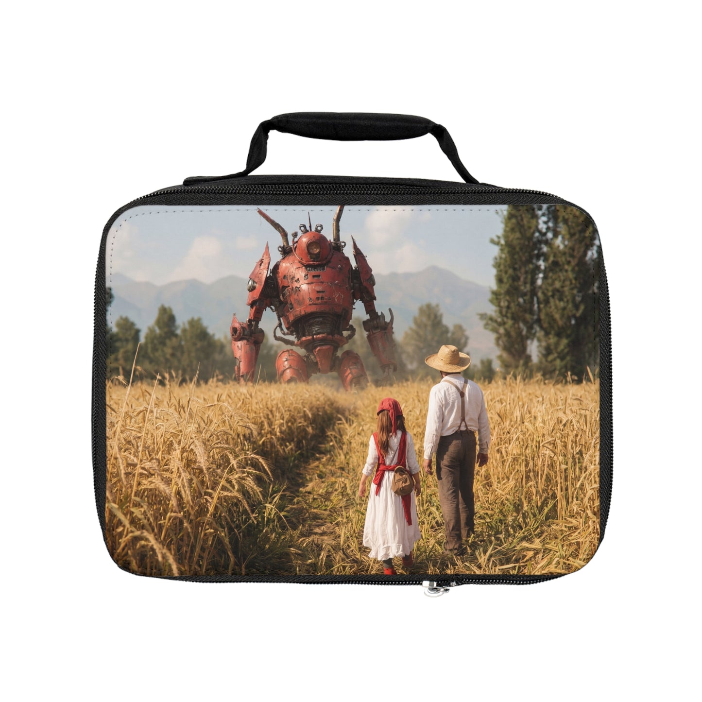 Rusty Guardian Lunch Bag – Wheat Field Encounter with a Giant Robot