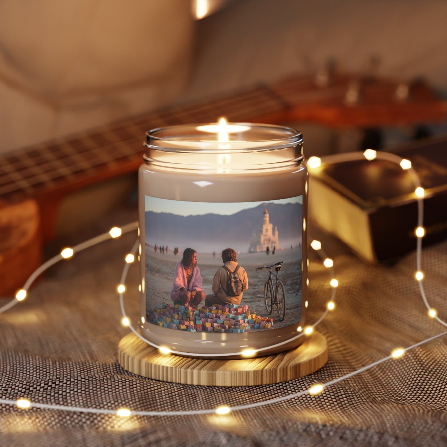 Desert Temple Builders Scented Soy Candles with White Lid, 9oz – Sunset Serenity at Burning Man