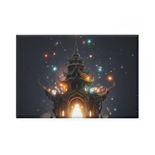 Celestial Temple Button Magnet, Rectangle (1 & 10 pcs) – Starlight Gateway to the Unknown