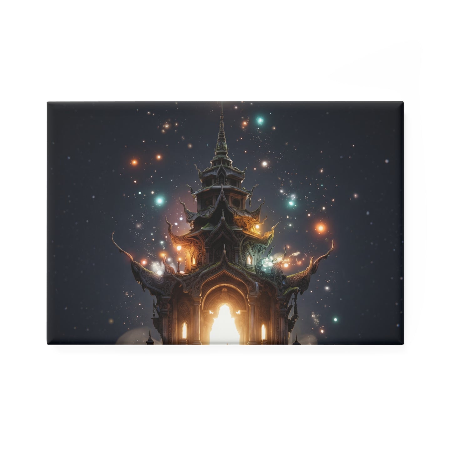 Celestial Temple Button Magnet, Rectangle (1 & 10 pcs) – Starlight Gateway to the Unknown