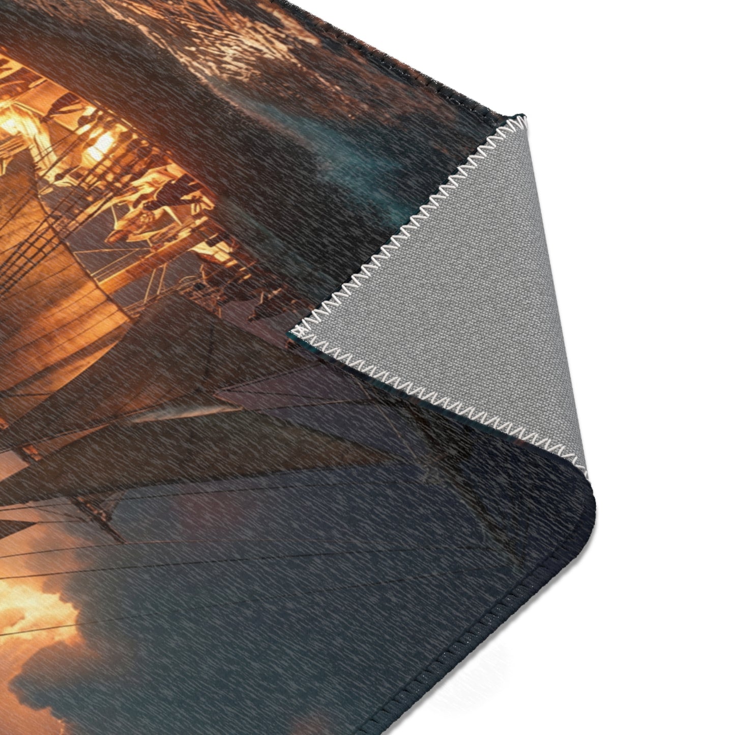 Starlit Galleon Area Rug – Voyage Through Crimson Skies