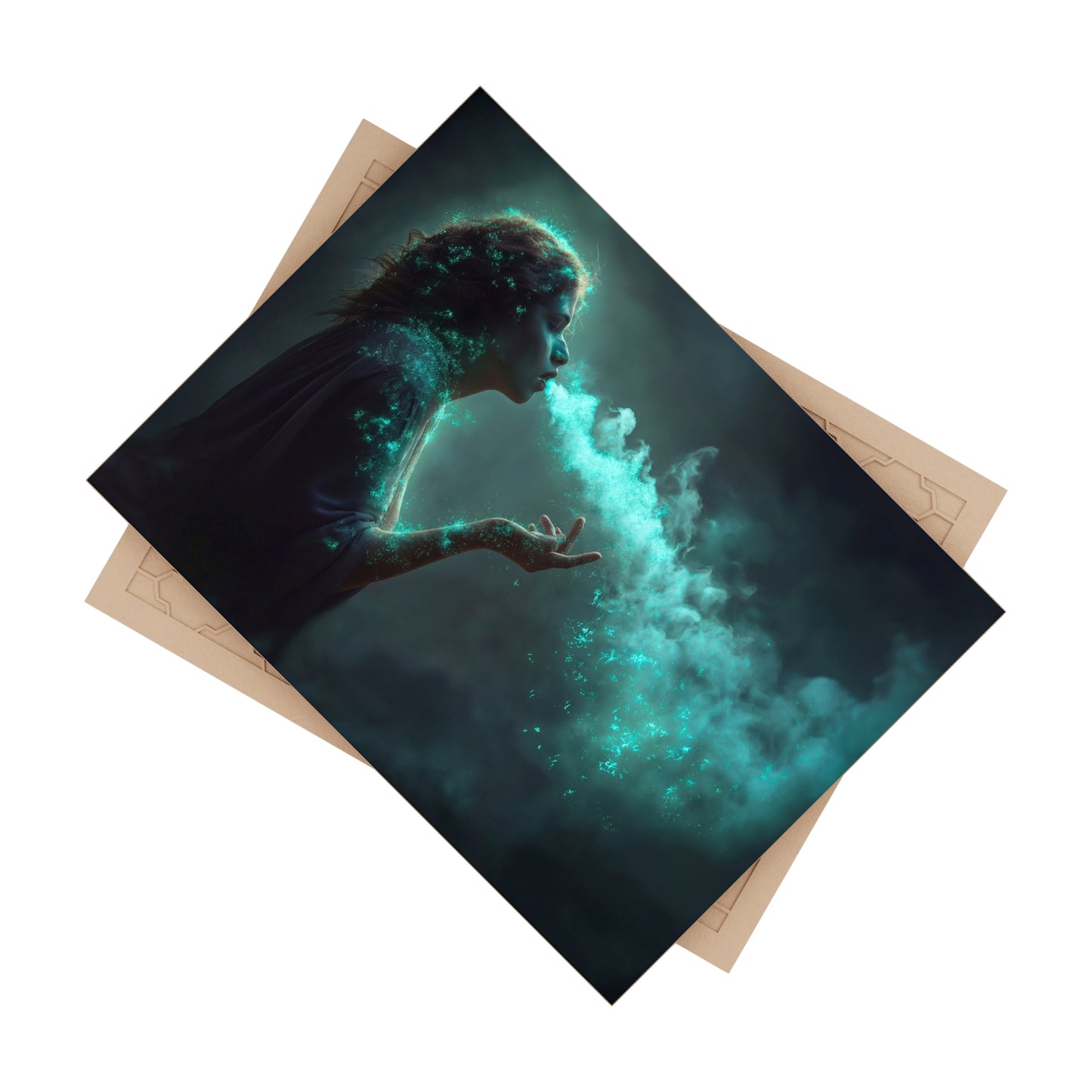Enchanted Breath Ceramic Photo Tile – Azure Sparkle Whisperer