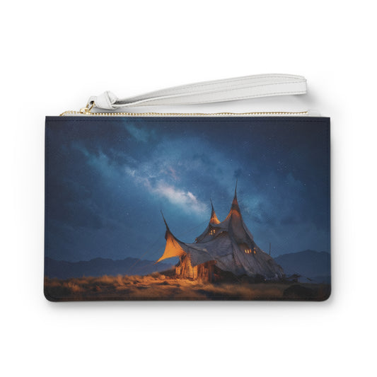Starlit Nomad Tent Clutch Bag – Milky Way Campfire Glow