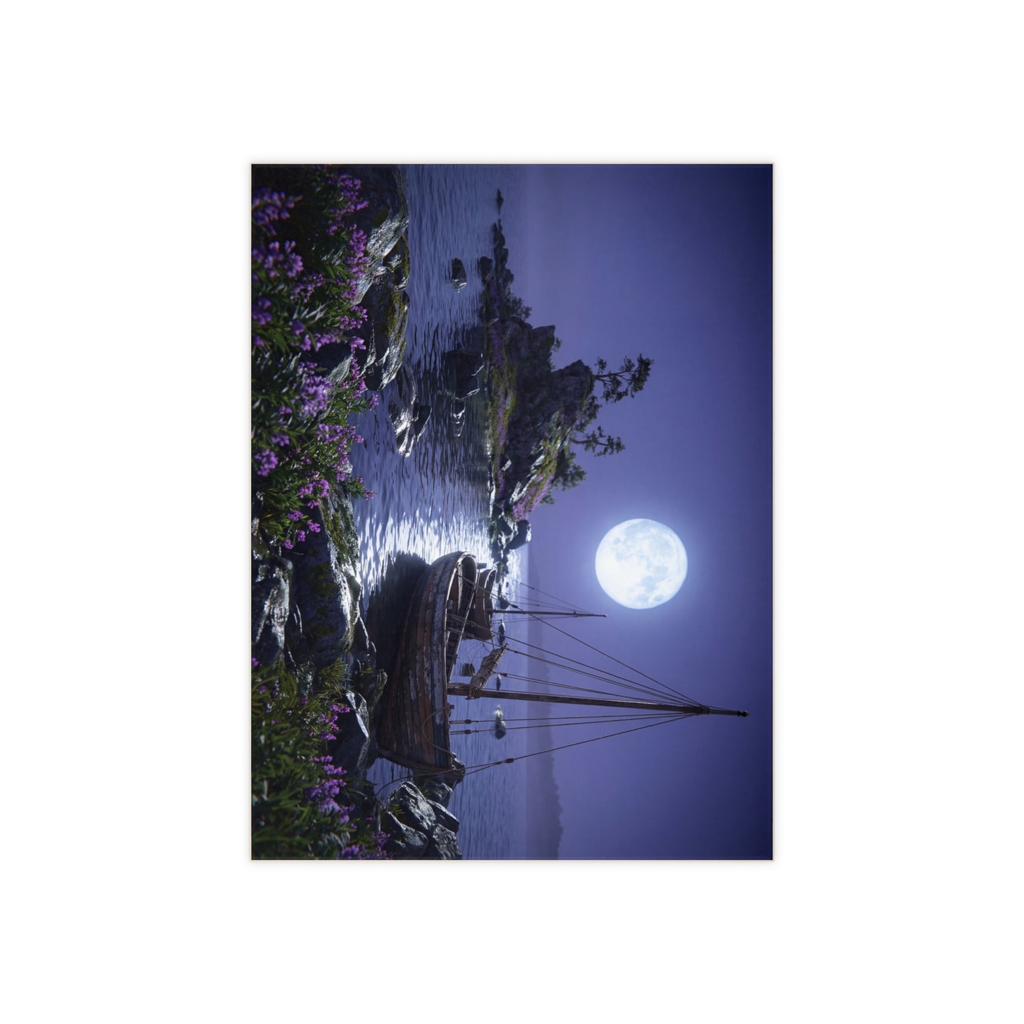 Moonlit Harbor Boats Ceramic Photo Tile – Whispering Waterscape at Dusk