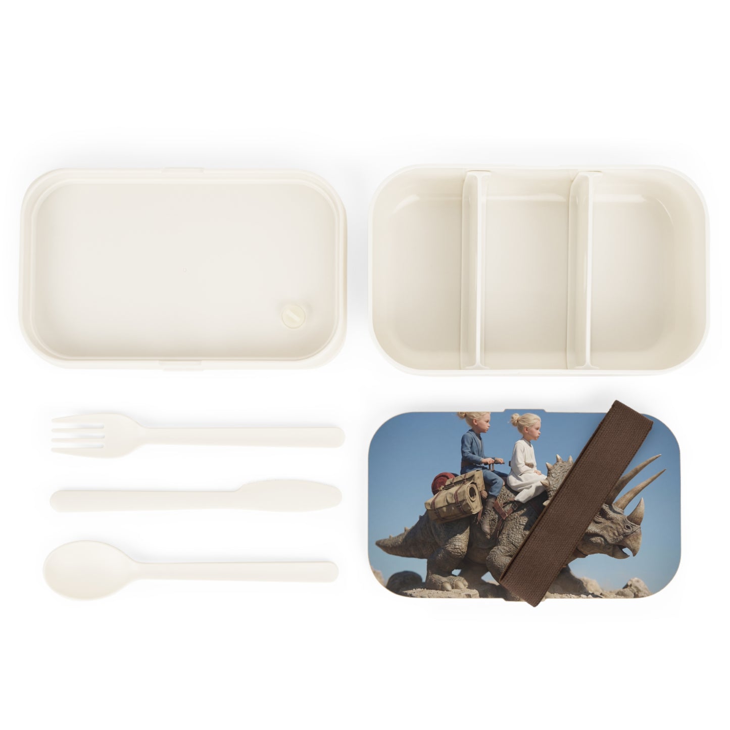 Triceratops Riders Bento Lunch Box – Desert Expedition Adventure