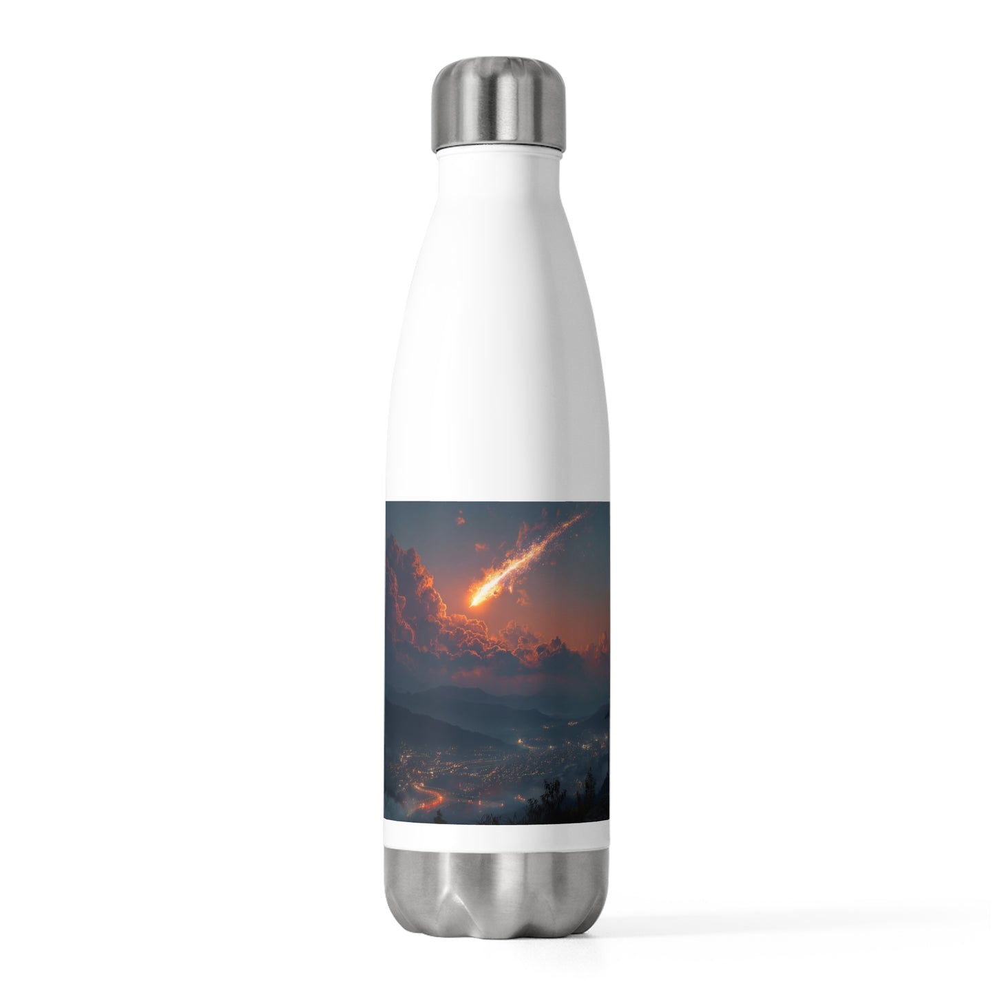 Celestial Firefall 20oz Insulated Bottle – Twilight Meteor Over Mountain Vale
