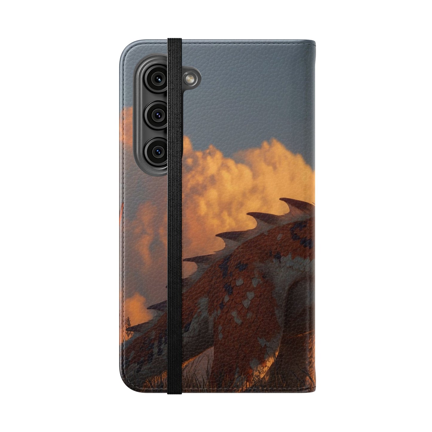 Gilded Dragon Flip Cases – Amber Sunset Guardian