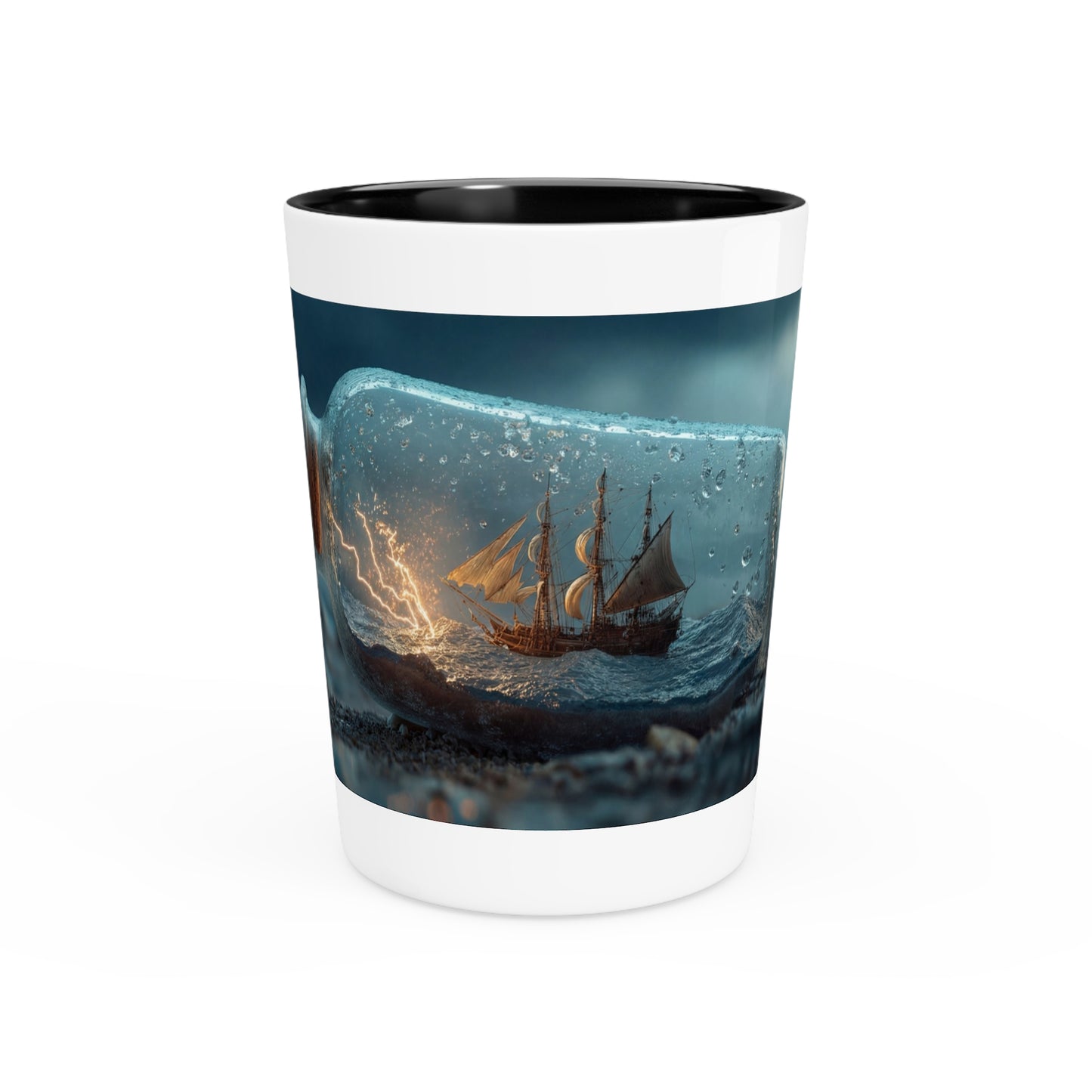 Stormbound Galleon Shot Glass – Lightning-Struck Seascape