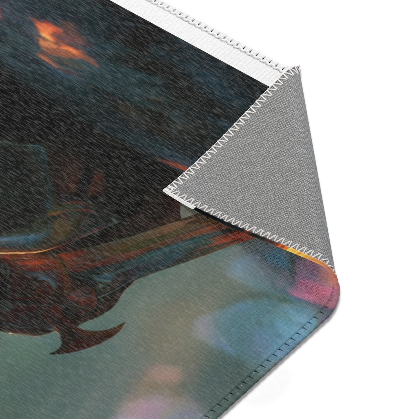 Elf Knight and Dragon Companion Area Rug – Sunlit Crystal Grove Sanctuary
